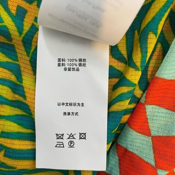 Diane Von Furstenberg Abriella Reversible Tee Checks Tropical Print L - Picture 11 of 11